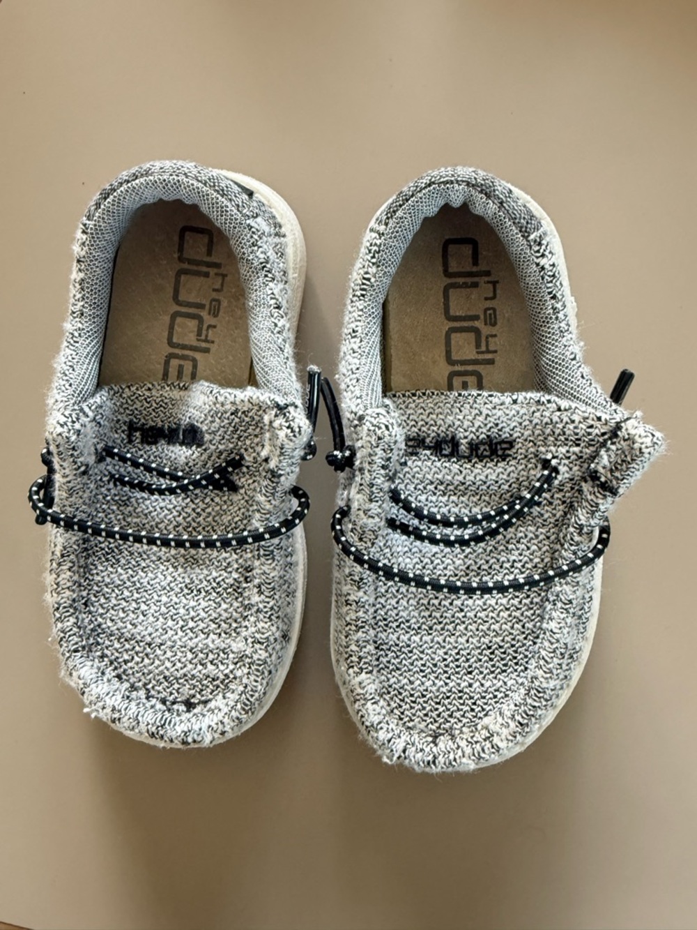 Hey Dude Kids Knit Slip-On Sneakers in Light Gray with Black Accents